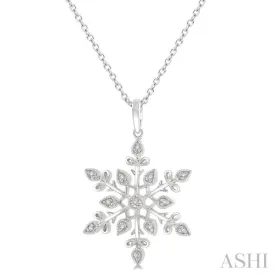 1/20 ctw Snowflake Cutwork Round Cut Diamond Pendant With Chain in Silver