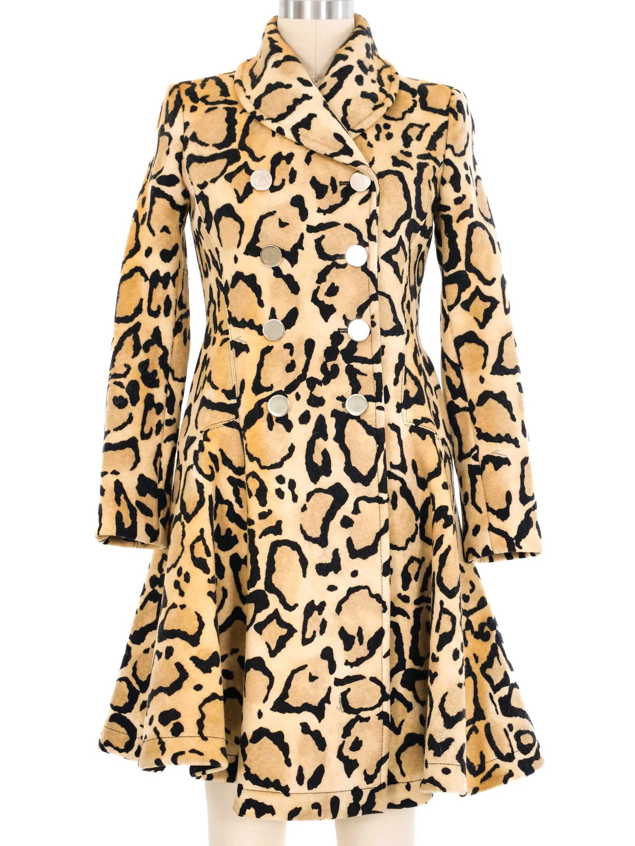 2014 Gucci Felted Leopard Print Peacoat